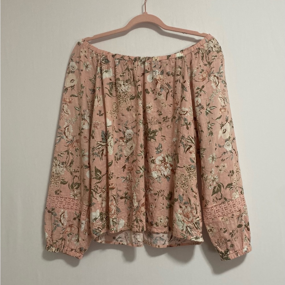 Frye Dusty Pink Floral Off-Shoulder Tunic